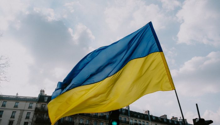 close up shot of the flag of ukraine